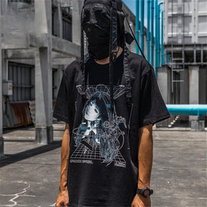 Streetwear Robotic Anime Girl Loose T-Shirt , - Streetwear T-Shirts - Slick Street