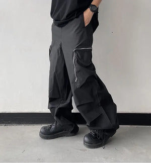 Large Knee Pocket Baggy Pants , - Streetwear Pants - Slick Street