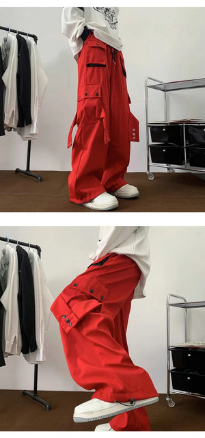 Multi Pockets Button-Up Streetwear Pants , - Streetwear Pants - Slick Street
