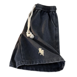 Gothic Washed Knee Length Shorts , - Streetwear Shorts - Slick Street