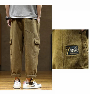 Straight Fit Elastic Ankle Length Pants , - Streetwear Pants - Slick Street