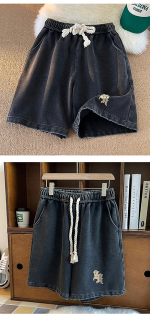 Gothic Washed Knee Length Shorts , - Streetwear Shorts - Slick Street