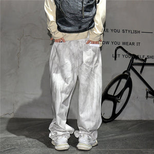 Distressed Dirty White Baggy Pants , - Streetwear Pants - Slick Street