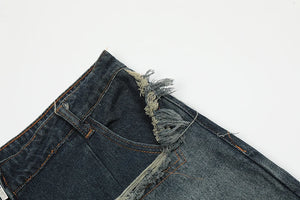 Blue Denim Tassel Star Shorts , - Streetwear Shorts - Slick Street