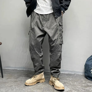 Multi-Pocket Elastic Waist Cargo Pants , - Streetwear Pants - Slick Street