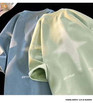 Letter R Foaming Embroidery Loose T-Shirt , - Streetwear T-Shirts - Slick Street