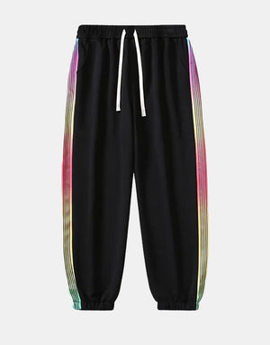 Rainbow Color Stripe Jogger Pants , - Streetwear Pants - Slick Street