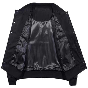 Devil Skull Button-Up Bomber Jacket , - Streetwear Jacket - Slick Street