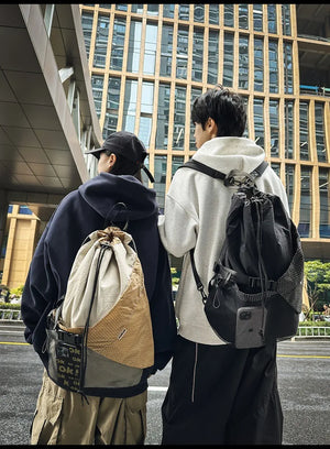 Two Tone Drawstring Backpack , - Streetwear Bag - Slick Street