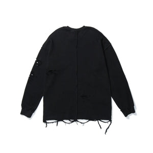 Distressed Gothic Sweatshirt Black, S - Streetwear Sweatshirts - Slick Street
