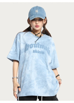 Soulmate Tie Die O-Neck Loose T-Shirt , - Streetwear T-Shirts - Slick Street