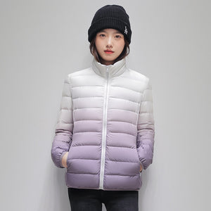 Duplex Ombre Ultra Light Puffer Jacket Purple, S - Streetwear Jacket - Slick Street