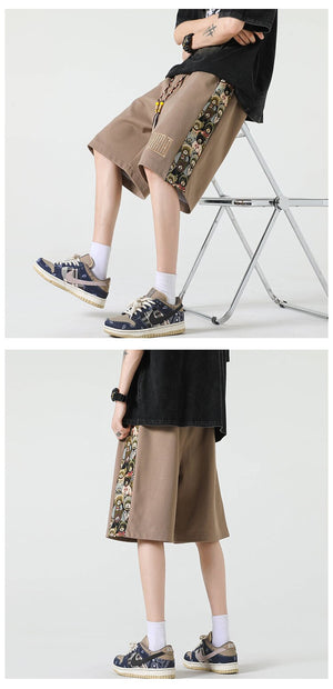 Kawaii Bear Side Patch Baggy Shorts , - Streetwear Shorts - Slick Street