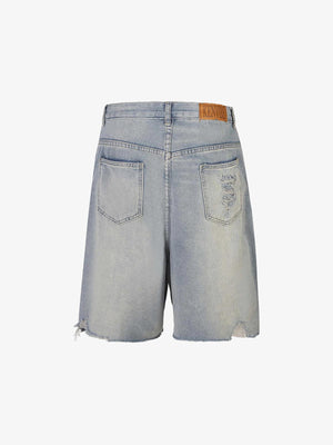 Rhinestone Denim Ripped Shorts , - Streetwear Shorts - Slick Street