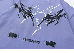 Warrior Fire Flame Graphic Loose T-Shirt , - Streetwear T-Shirts - Slick Street