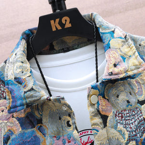 Teddy Bear Jacquard Jacket , - Streetwear Jackets - Slick Street