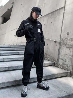 TongT Overalls Jumpsuit Black, M - Streetwear Jumpsuit - Slick Street