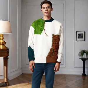 Lace Up Style Round Neck Knitted Sweater , - Streetwear Sweater - Slick Street