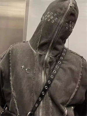 Punk Rock Gothic Ripped Style Sleeveless Hoodie , - Streetwear Hoodie - Slick Street