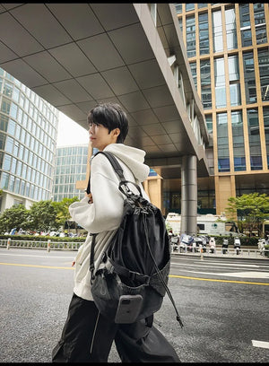 Two Tone Drawstring Backpack , - Streetwear Bag - Slick Street