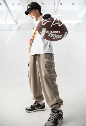 Unicolorous Fleece Cargo Joggers , - Streetwear Joggers - Slick Street