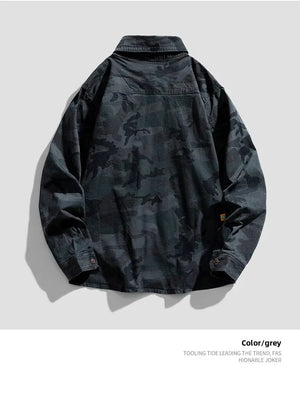 Camouflage Cotton Overshirt , - Streetwear Jackets - Slick Street