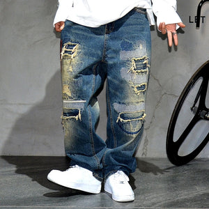 AM26 Ripped Patch Washed Jeans , - Streetwear Jeans - Slick Street