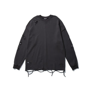 Distressed Gothic Sweatshirt Gray, S - Streetwear Sweatshirts - Slick Street