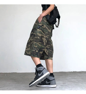 Y2K Camouflage Baggy Shorts , - Streetwear Shorts - Slick Street