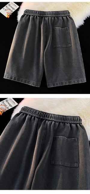 Gothic Washed Knee Length Shorts , - Streetwear Shorts - Slick Street