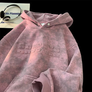 Tie-Dye Kangaroo Pocket Pullover Hoodie Pink, XS - Streetwear Hoodie - Slick Street