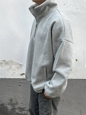 Half Zipper With Stand Collar Sweater , - Streetwear Sweater - Slick Street