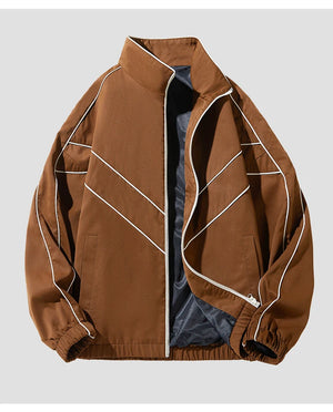 Striped White Lining With Rib sleeve Style Jacket , - Streetwear Jacket - Slick Street