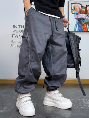 Plain Color Elastic Ankle Length Pants , - Streetwear Pants - Slick Street