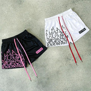 Hot Rod Fire Flame Pattern Shorts , - Streetwear Shorts - Slick Street