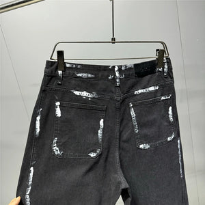 Ebony Black Splash Paint Style Pants , - Streetwear Pants - Slick Street