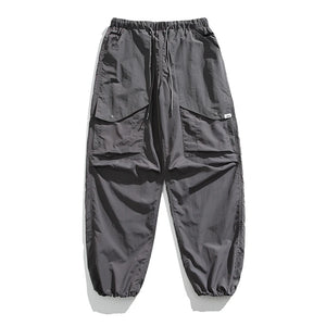 Waterproof Nylon Cargo Pants Gray, S - Streetwear Cargo Pants - Slick Street