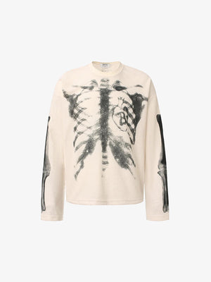 Skeleton B-Heart Graphic Sweatshirt beige, S - Streetwear Sweatshirts - Slick Street
