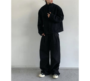 Plain Color Cropped Jacket , - Streetwear Jacket - Slick Street