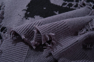 Skull Star Knitted Sweatshirt , - Streetwear Sweatshirts - Slick Street