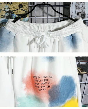 BEMCSHO Gym Workout Grunge Splatter Shorts , - Streetwear Shorts - Slick Street