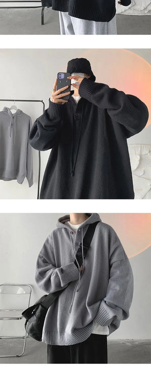Solid Color Knitwear Pullover Hoodie , - Streetwear Hoodie - Slick Street