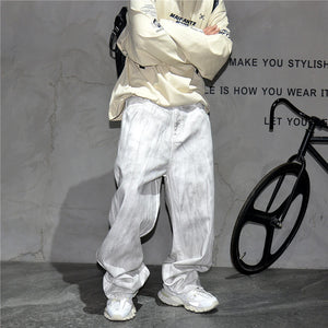 Distressed Dirty White Baggy Pants , - Streetwear Pants - Slick Street