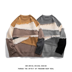 Hole Fringed Pullover Sweater , - Streetwear Sweater - Slick Street