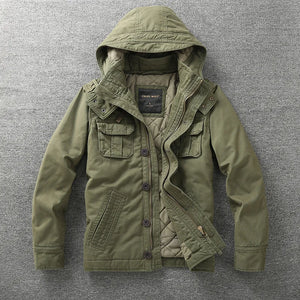 Hooded AR25 Denim Army Jacket Army Green, XS - Streetwear Jacket - Slick Street