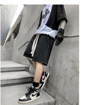 Casual Black Color Knee Length Shorts , - Streetwear Shorts - Slick Street