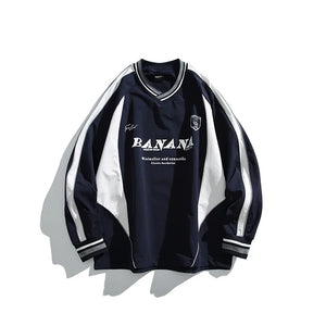 Color Block Classic V-neck Sweater Navy Blue, XS - Streetwear Sweater - Slick Street