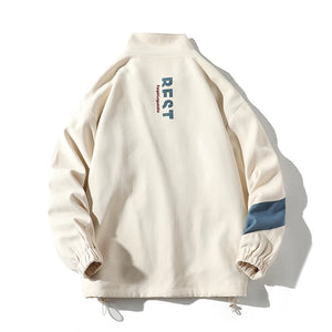 Patchwork Turn-down Collar Loose Jacket , - Streetwear Jacket - Slick Street