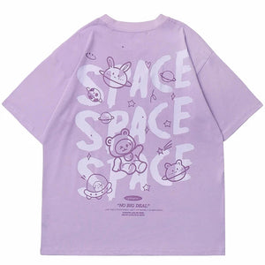 Space Rings Happy Bear Anime T-Shirt , - Streetwear T-Shirts - Slick Street