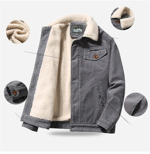 Corduroy Button Up Fleece Jacket , - Streetwear Jacket - Slick Street